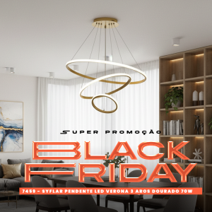 PENDENTE  LED VERONA 3 AROS DOURADO 60W