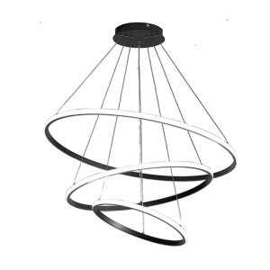 PENDENTE LED VERONA 3 AROS PRETO 70W