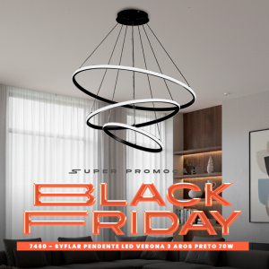 PENDENTE  LED VERONA 3 AROS PRETO 60W