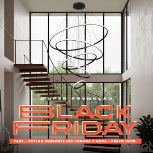 PENDENTE  LED VERONA 5 AROS - PRETO