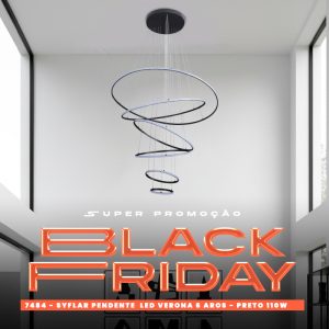 PENDENTE  LED VERONA 6 AROS - PRETO