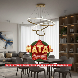 PENDENTE LED VERONA 3 AROS DOURADO 70W