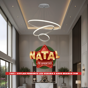 PENDENTE LED VERONA 3 AROS BRANCO 70W