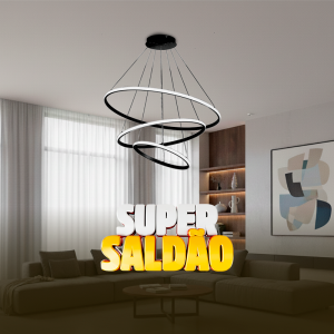 PENDENTE  LED VERONA 3 AROS PRETO 70W