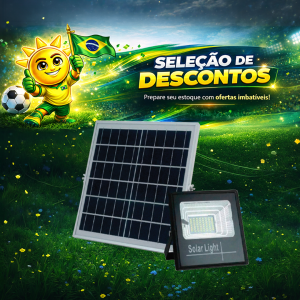 PROJETOR LED SOLAR 300W 6500K + PLACA C/C APOLLO