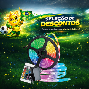 KIT FITA LED 5050 54LDS/M RGB 5M 12V C/FONTE + CONT. IP44 APOLLO