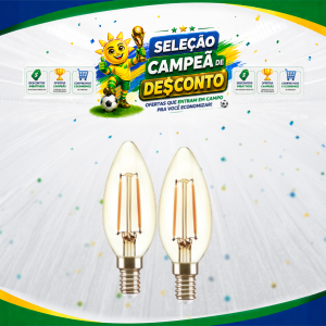 LAMP. FILAMENTO 4W VELA-LISA CF37 E14 2200K BIVOLT APOLLO