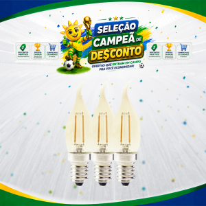 LAMP. FILAMENTO 4W VELA-BICO C35 E14 2200K BIVOLT APOLLO