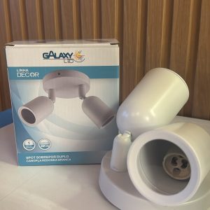 GALAXY SPOT SOBREPOR BRANCO P/ 2 LAMPADA MR16 CANOPLA REDONDA