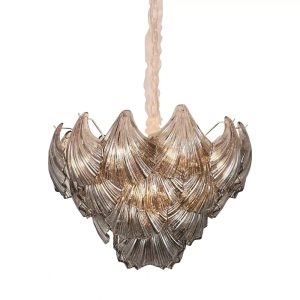 SINDORA PENDENTE CRYSTAL DCD-00224 B-A E14X8 ALMOND Ø65 DOURADO FUME