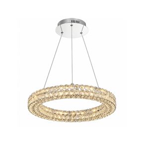 SINDORA PENDENTE CRYSTAL DCD-00304 24W 1 ARO 3000K CROMADO