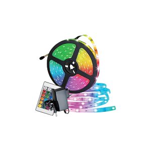 KIT FITA LED 2835 54LDS/M RGB 5M 12V C/FONTE + CONT. IP44 APOLLO