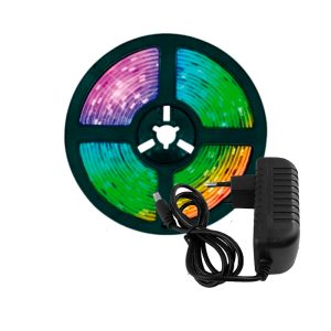 KIT FITA LED 2835 60 LEDS/M 4.8W 5M 8MM 12V C/ FONTE IP-44 VERDE